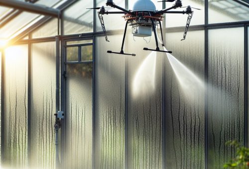 Drone,Cleaning,Greenhouse,Glasses,With,Water